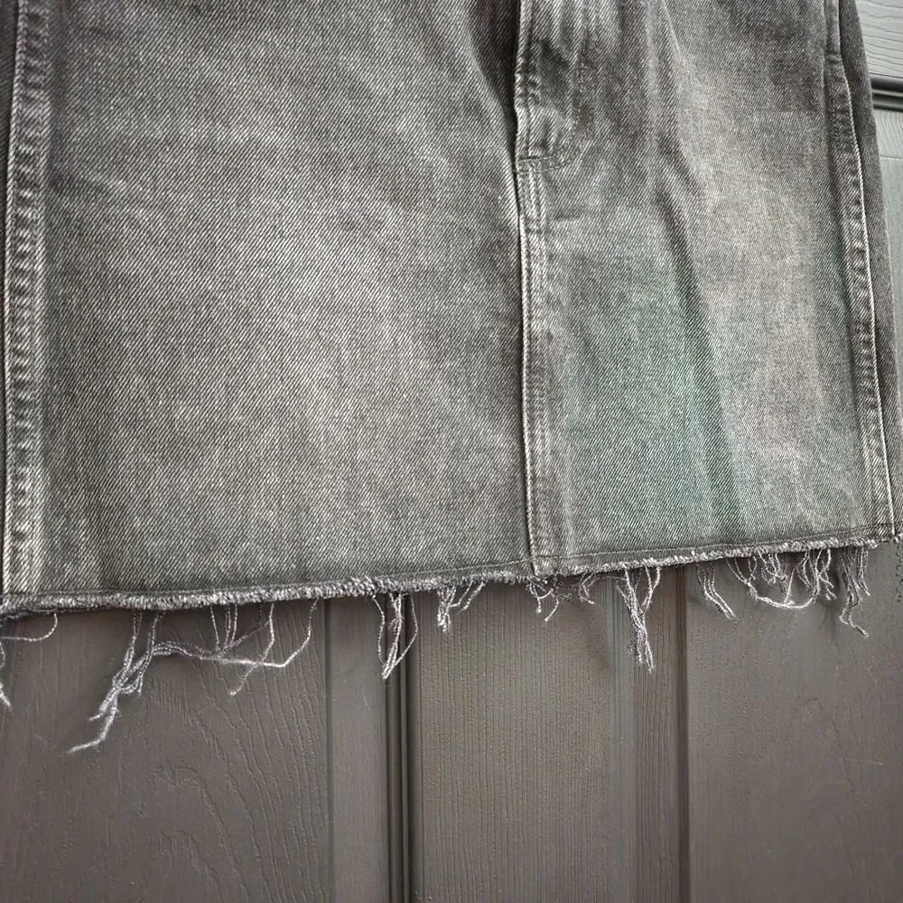 rag&bone Sz. 23 Moss Denim Mini Skirt With Distressed Hem In Asa